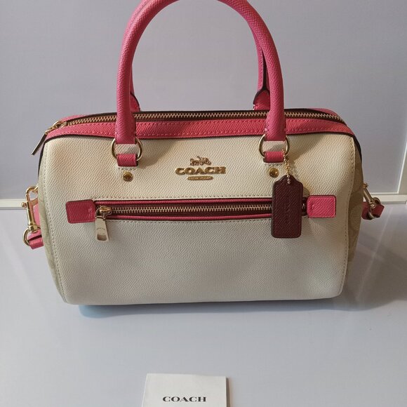 Coach Rowan Pink/White Colorblock Satchel Bag - Picture 1 of 9